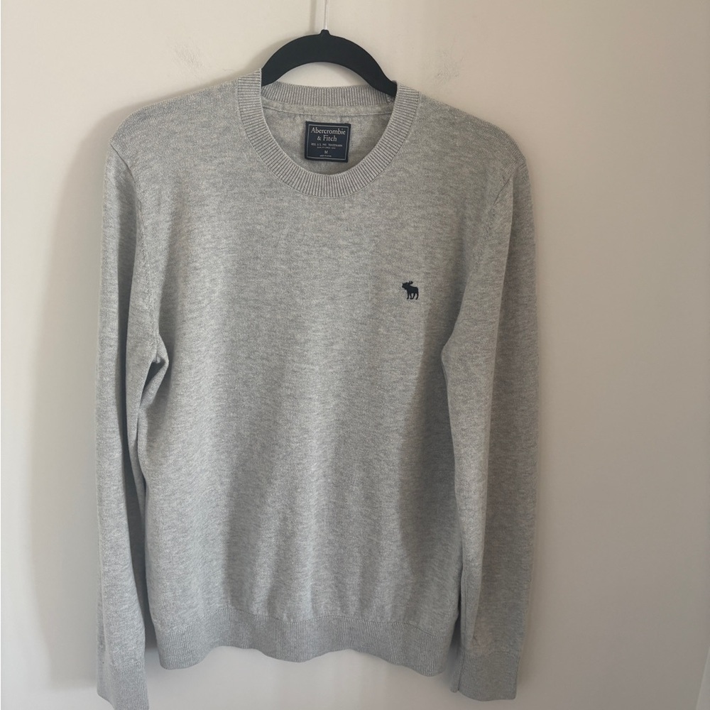 Abercrombie & Fitch Light Gray Crewneck Sweater Merino Wool/ Cotton Blend Size M